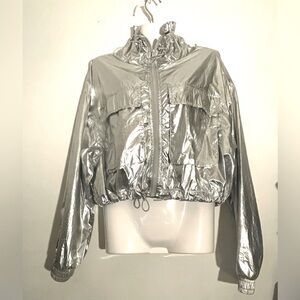Silver Metallic Windbreaker.